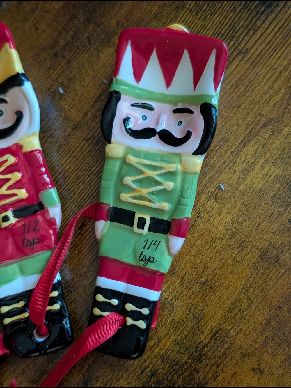 Sleigh Bell Bistro Nutcracker Ceramic Measuring Spoons Holiday Set of 4 Baking